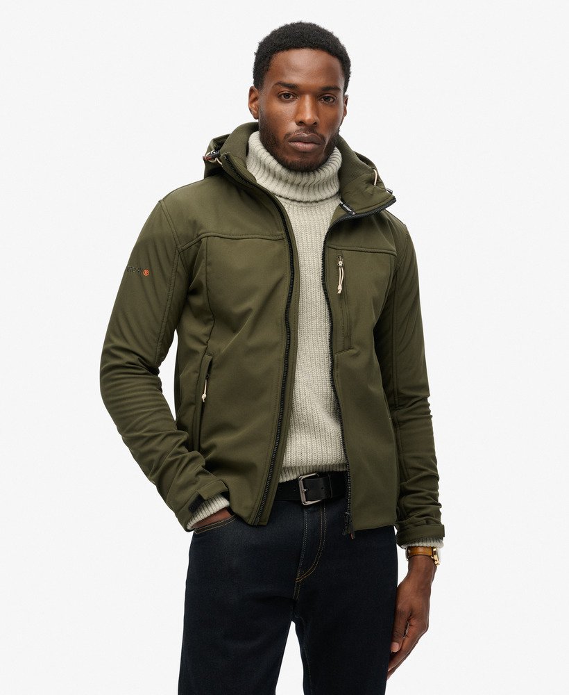 kurtka trekker z kapturem soft shell w kolorze army khaki