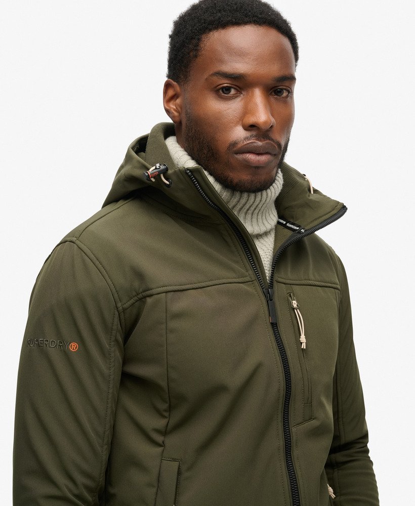 kurtka trekker z kapturem soft shell w kolorze army khaki