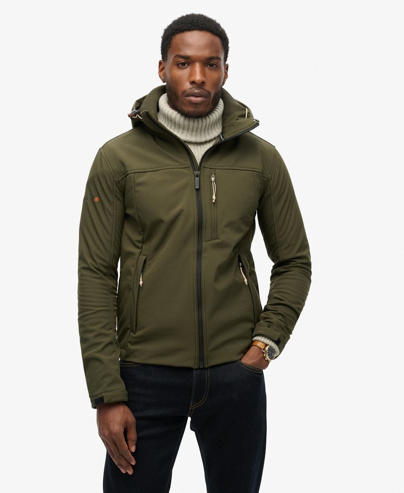 kurtka trekker z kapturem soft shell w kolorze army khaki