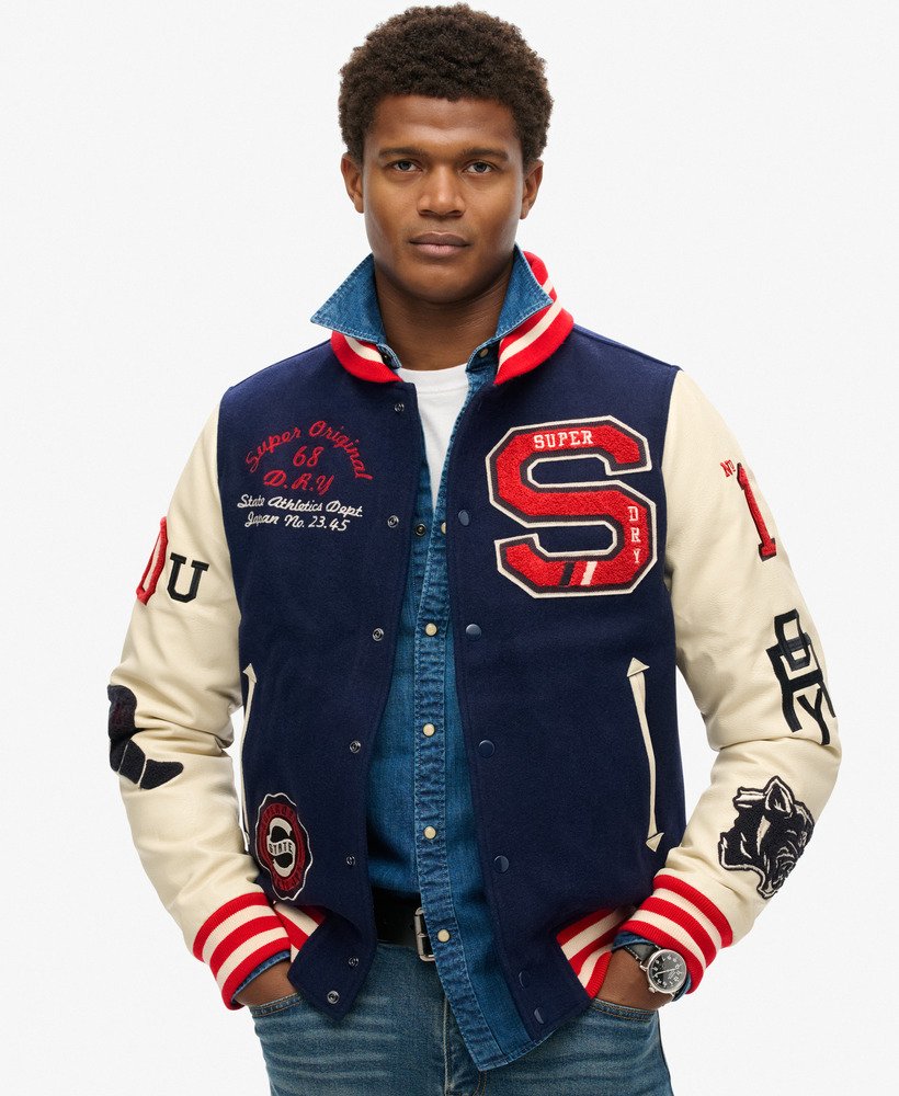 kurtka bomberka college varsity patched w kolorze atlantic navy