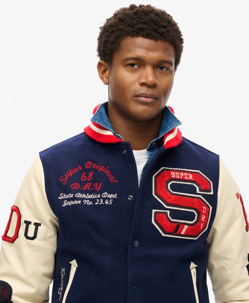 kurtka bomberka college varsity patched w kolorze atlantic navy
