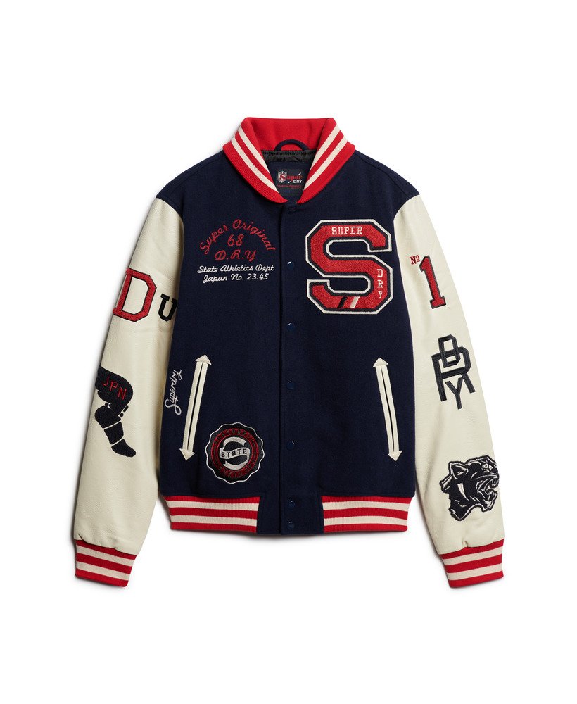 kurtka bomberka college varsity patched w kolorze atlantic navy