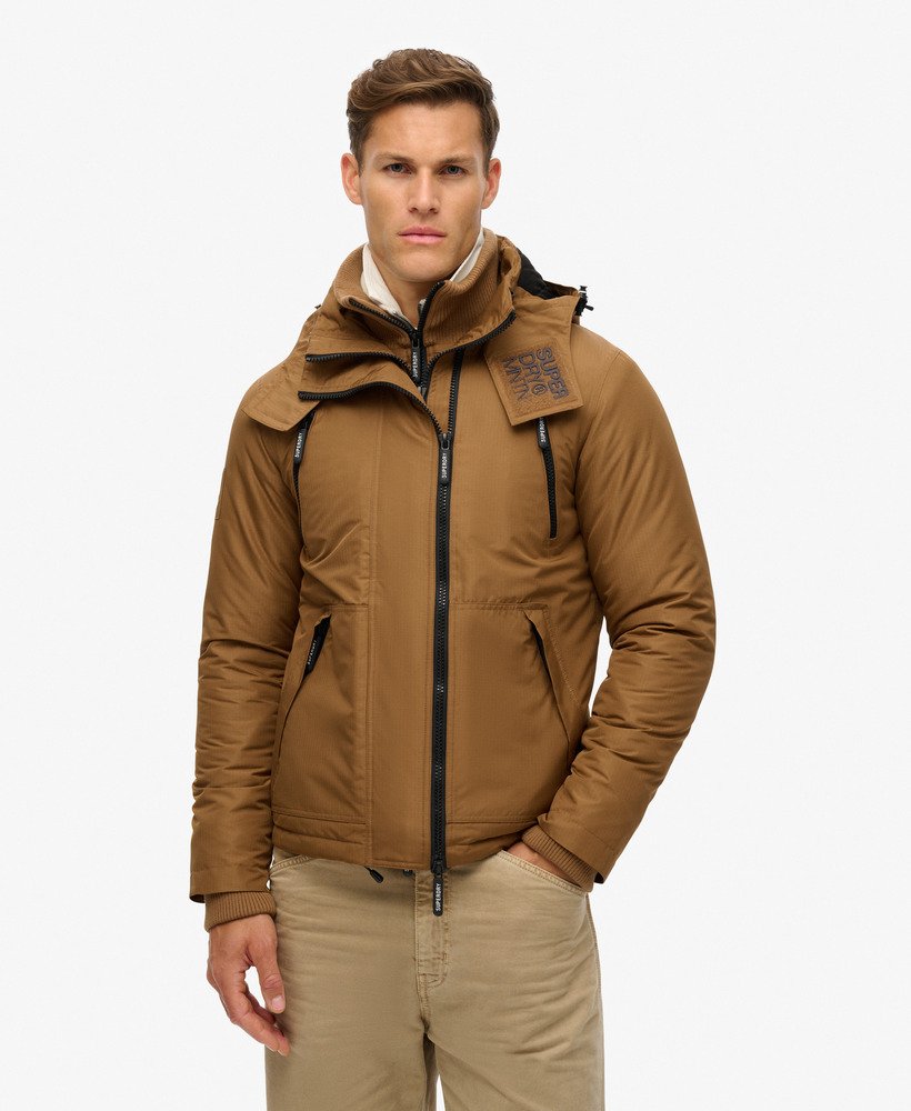 kurtka wiatrówka z kapturem mountain w kolorze denim co tobacco brown