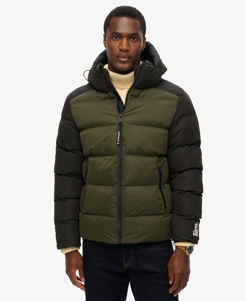 kurtka puchowa hood color block sport w kolorze czarnym