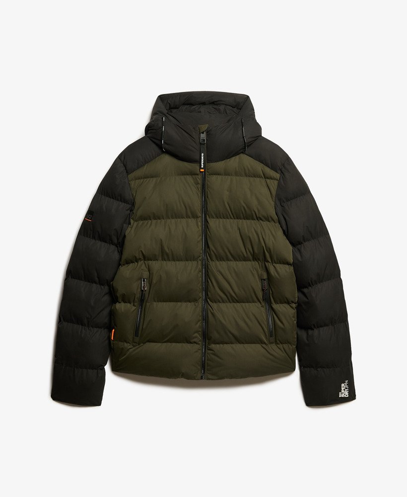 kurtka puchowa hood color block sport w kolorze czarnym