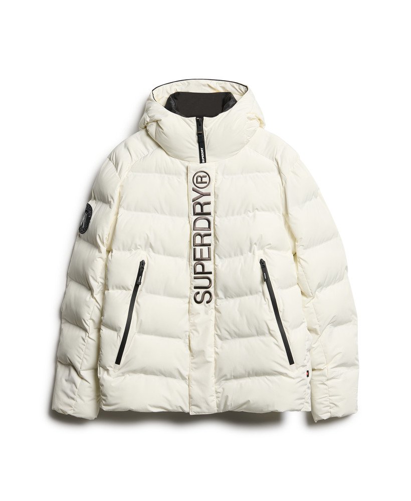 kurtka pikowana z kapturem city graphic w kolorze off white