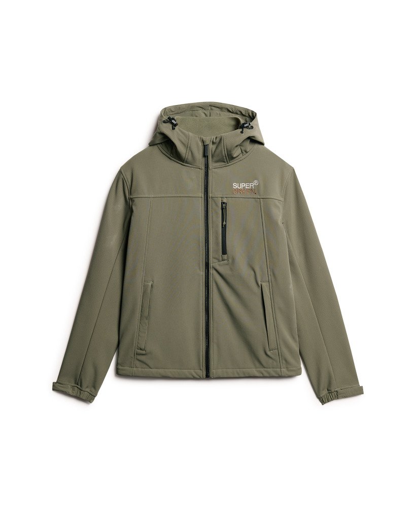 kurtka trekker z kapturem ripstop softshell w kolorze przygaszonej oliwki