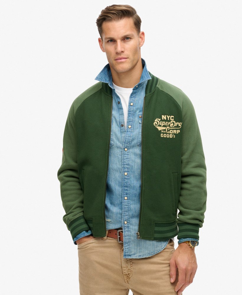 kurtka bomberka college graphic jersey w kolorze forest green