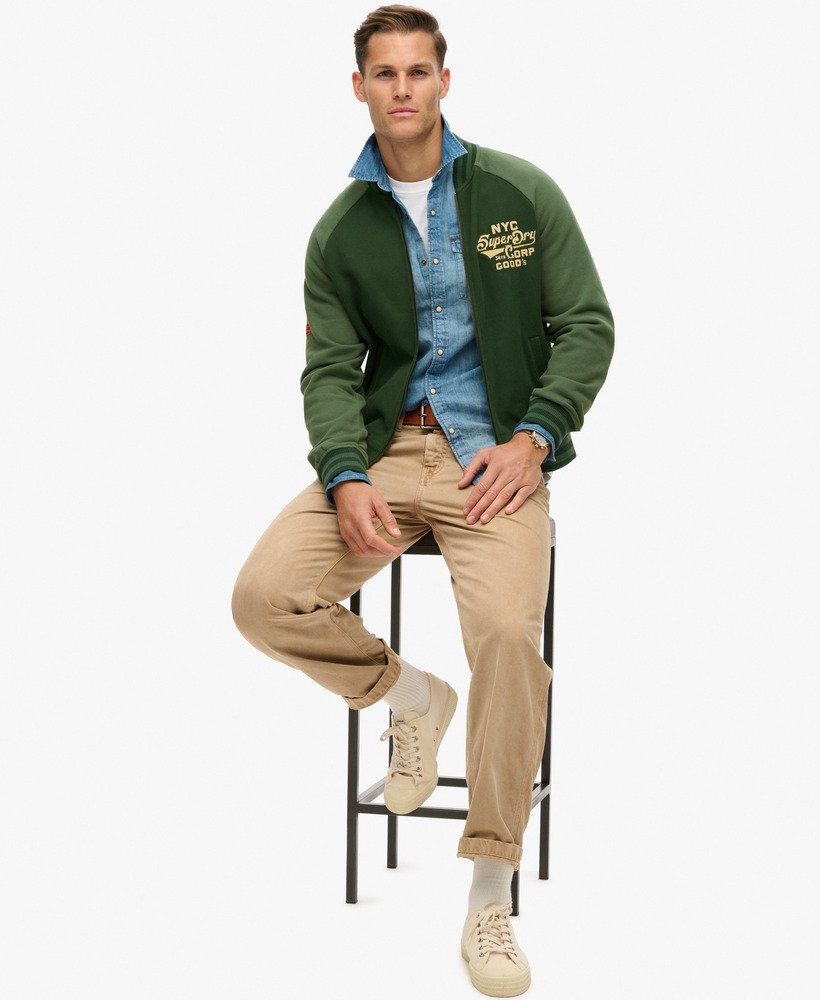 kurtka bomberka college graphic jersey w kolorze forest green