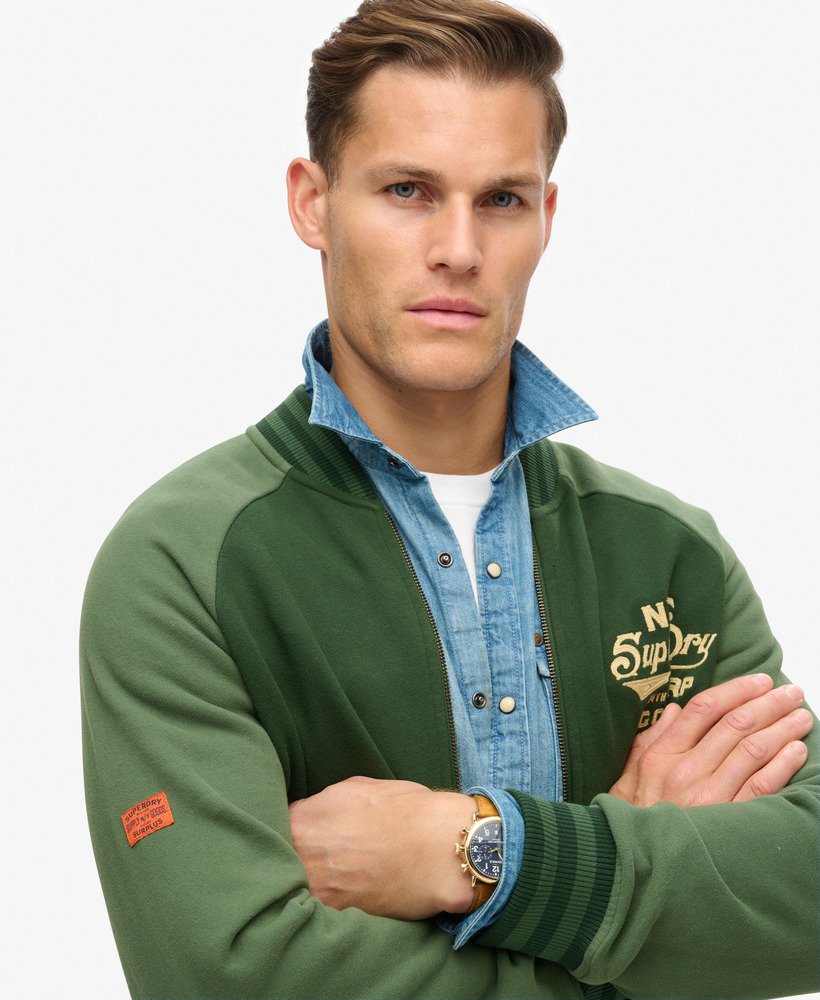 kurtka bomberka college graphic jersey w kolorze forest green