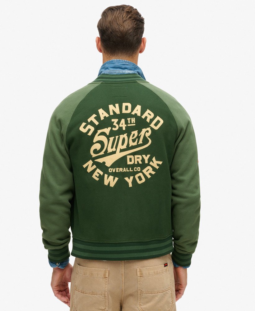 kurtka bomberka college graphic jersey w kolorze forest green
