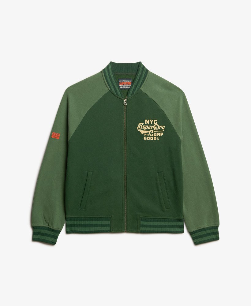 kurtka bomberka college graphic jersey w kolorze forest green