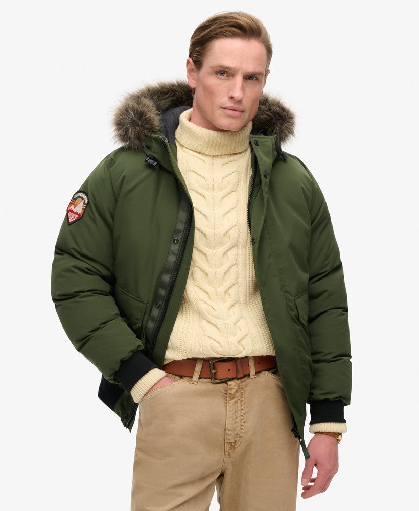 kurtka typu bomber everest ze sztucznego futra w kolorze zieleni wojskowej