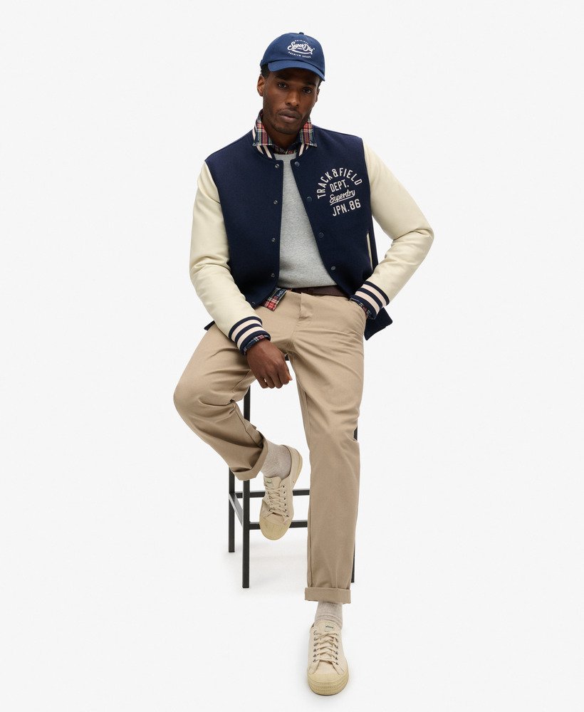 kurtka bomberka varsity chain stitch w kolorze atlantic navy