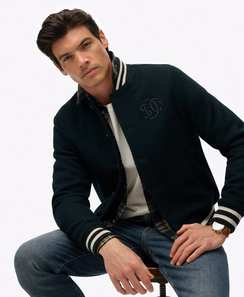 Kurtka bomberka z mieszanki wełny z monogramem Varsity