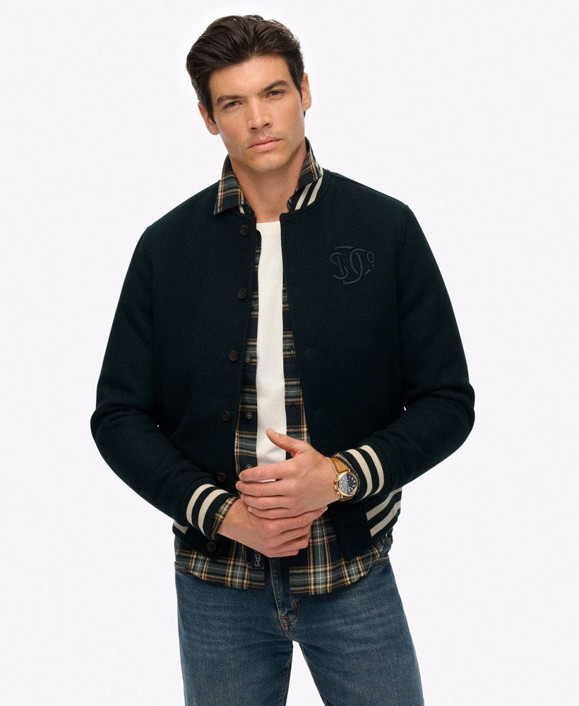 Kurtka bomberka z mieszanki wełny z monogramem Varsity
