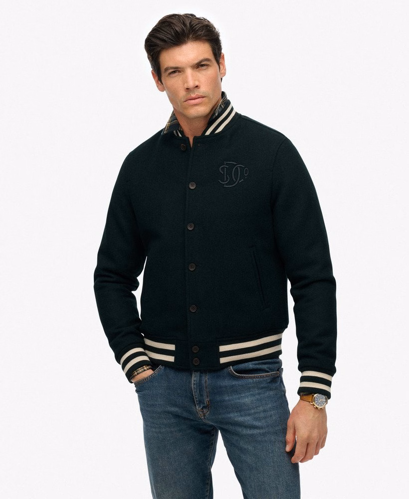 Kurtka bomberka z mieszanki wełny z monogramem Varsity