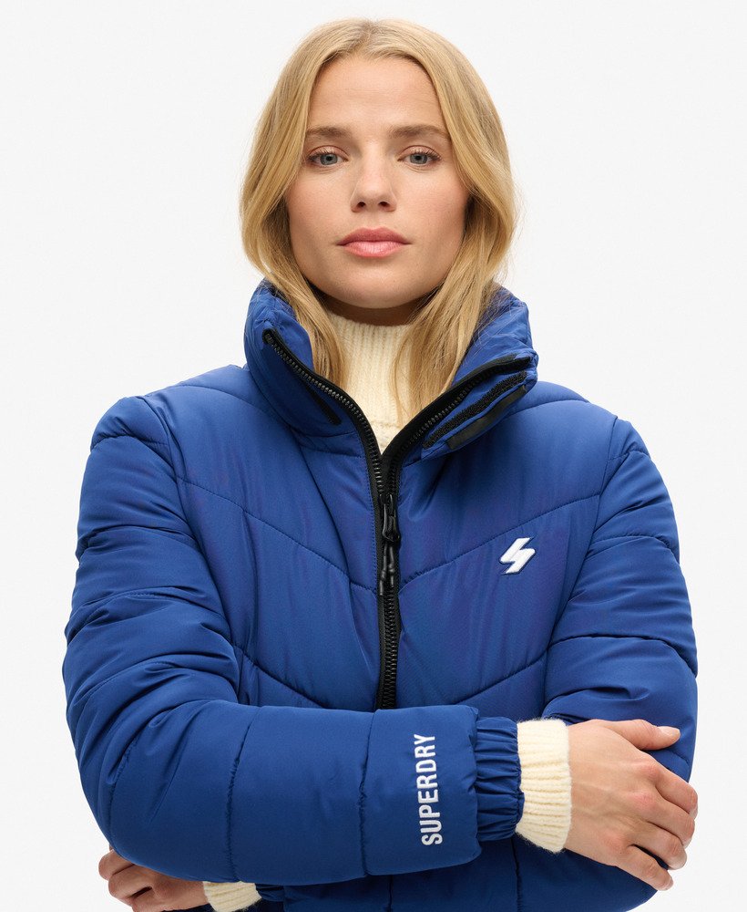 kurtka sportowa puchowa bez kaptura w kolorze supermarine navy