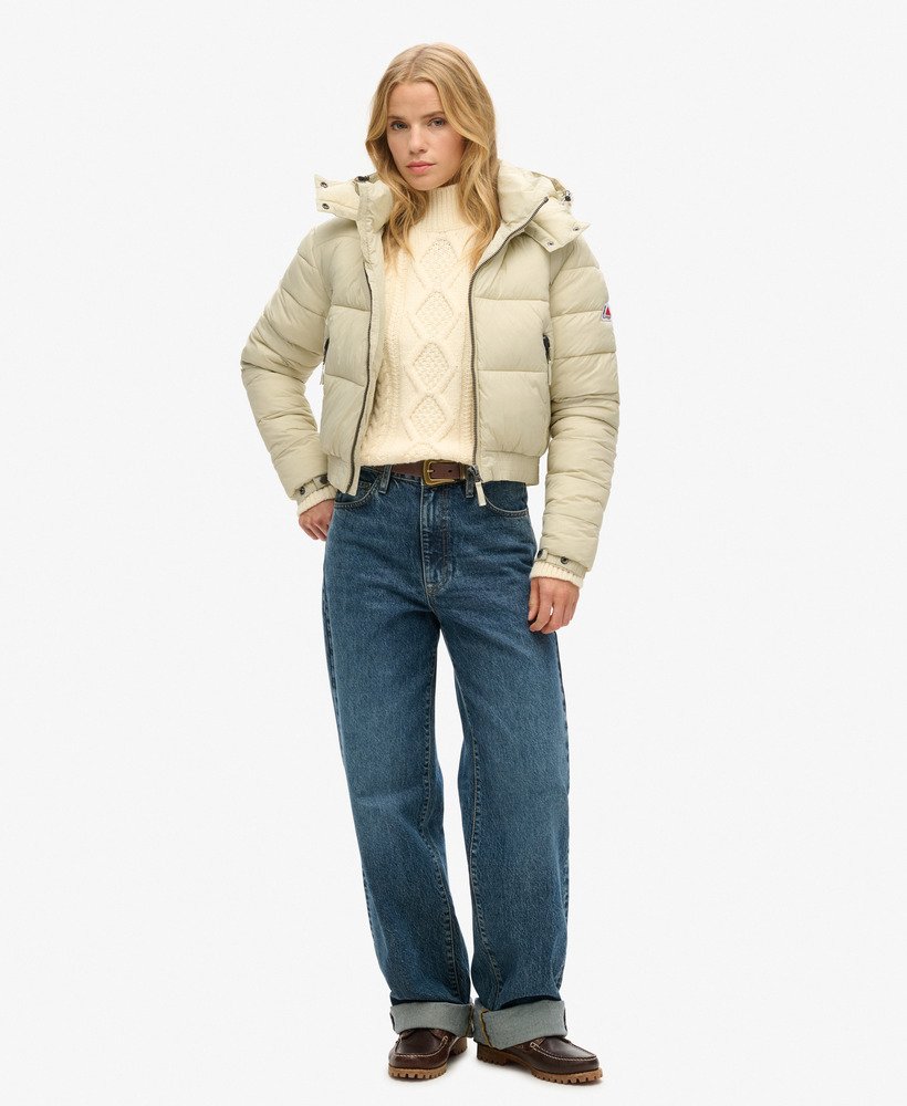 kurtka fuji cropped hooded w kolorze pelikana
