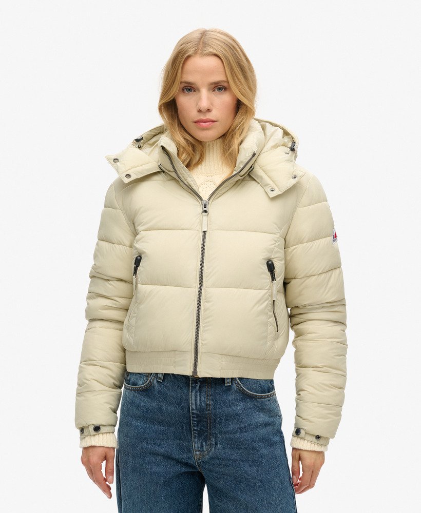 kurtka fuji cropped hooded w kolorze pelikana