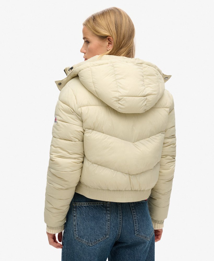 kurtka fuji cropped hooded w kolorze pelikana