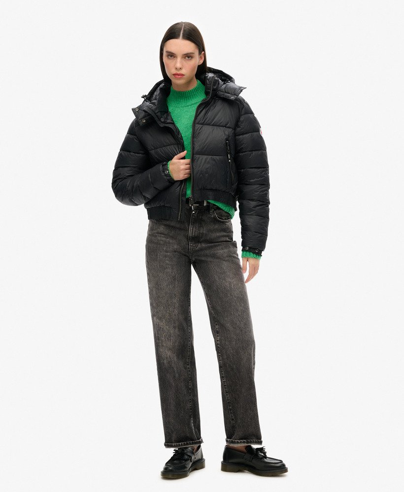 kurtka fuji cropped hooded w kolorze czarnym