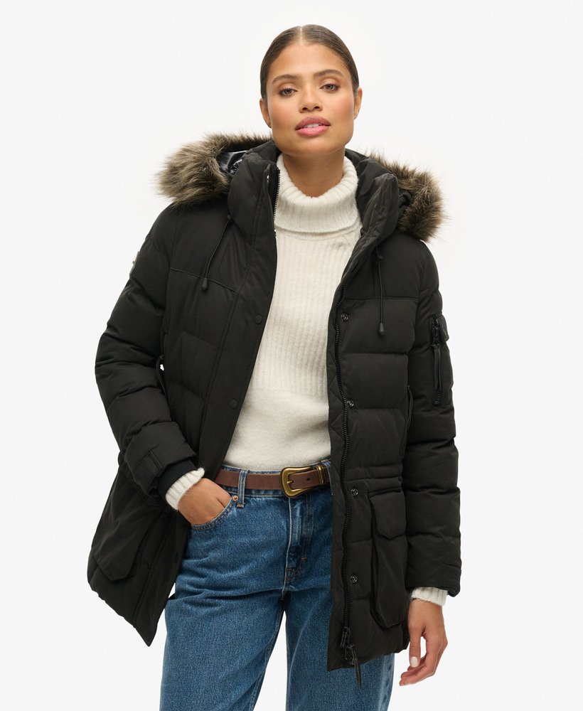 kurtka typu parka z mikrofibry expedition w kolorze jet black