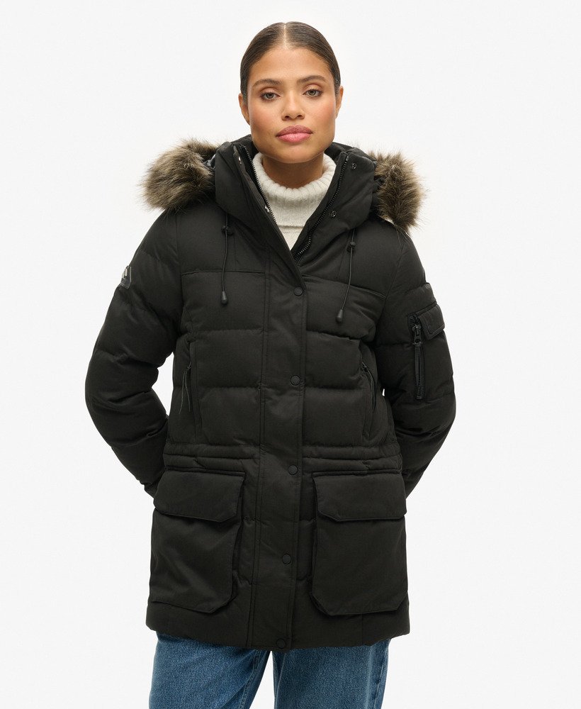 kurtka typu parka z mikrofibry expedition w kolorze jet black