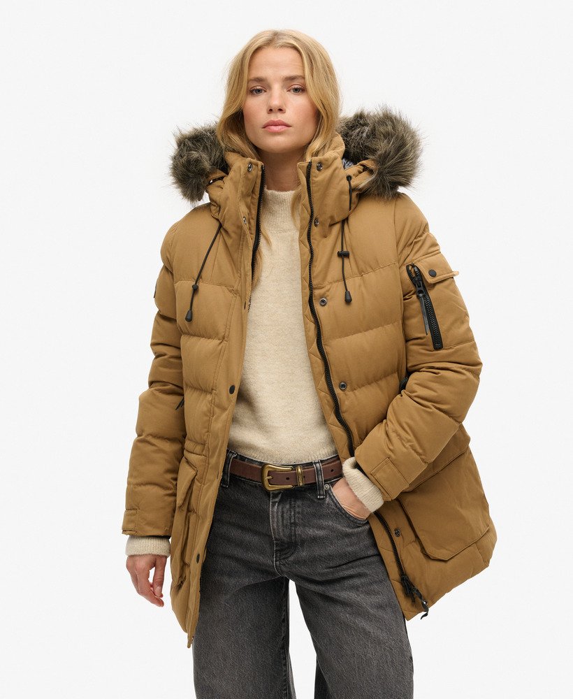 kurtka typu parka z mikrofibry expedition w kolorze sandstone