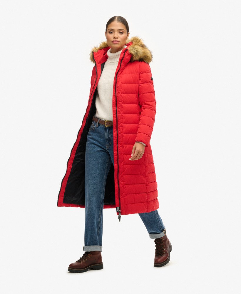 kurtka puchowa arctic longline w kolorze czerwonym o wysokim ryzyku
