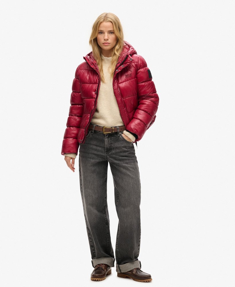 kurtka sportowa z kapturem shine puffer w kolorze dark berry