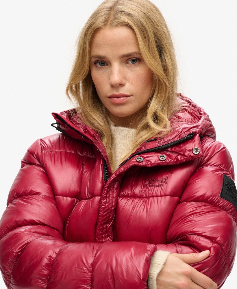 kurtka sportowa z kapturem shine puffer w kolorze dark berry