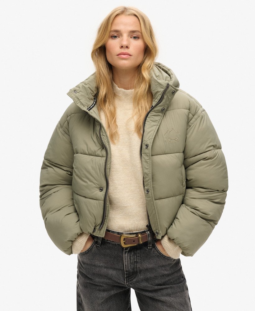 kurtka puchowa cocoon w kolorze jasnym khaki