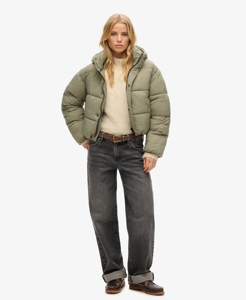 kurtka puchowa cocoon w kolorze jasnym khaki