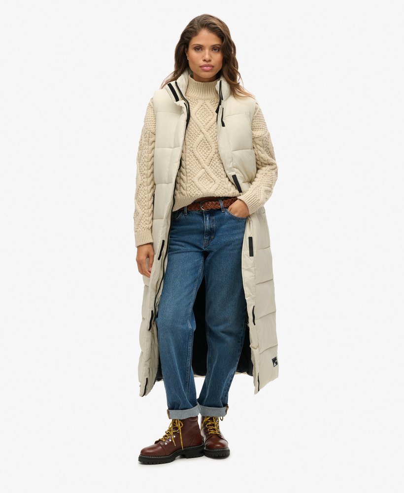 pikowana kamizelka ripstop longline puffer w kolorze pelikana