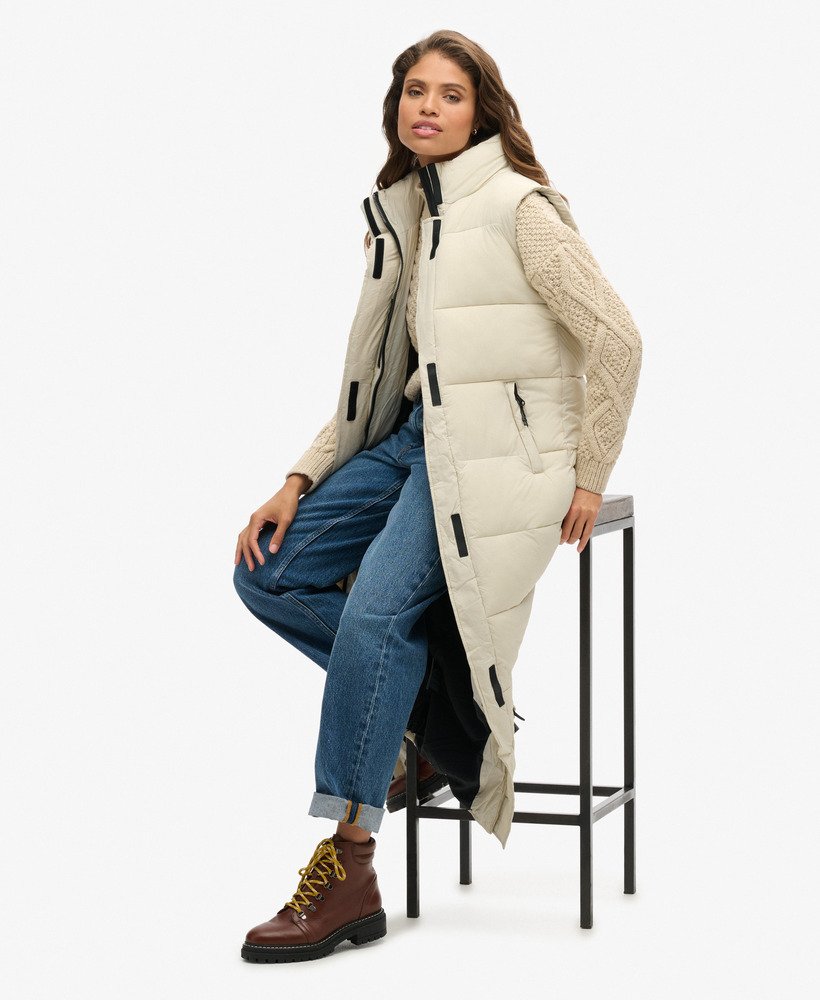 pikowana kamizelka ripstop longline puffer w kolorze pelikana