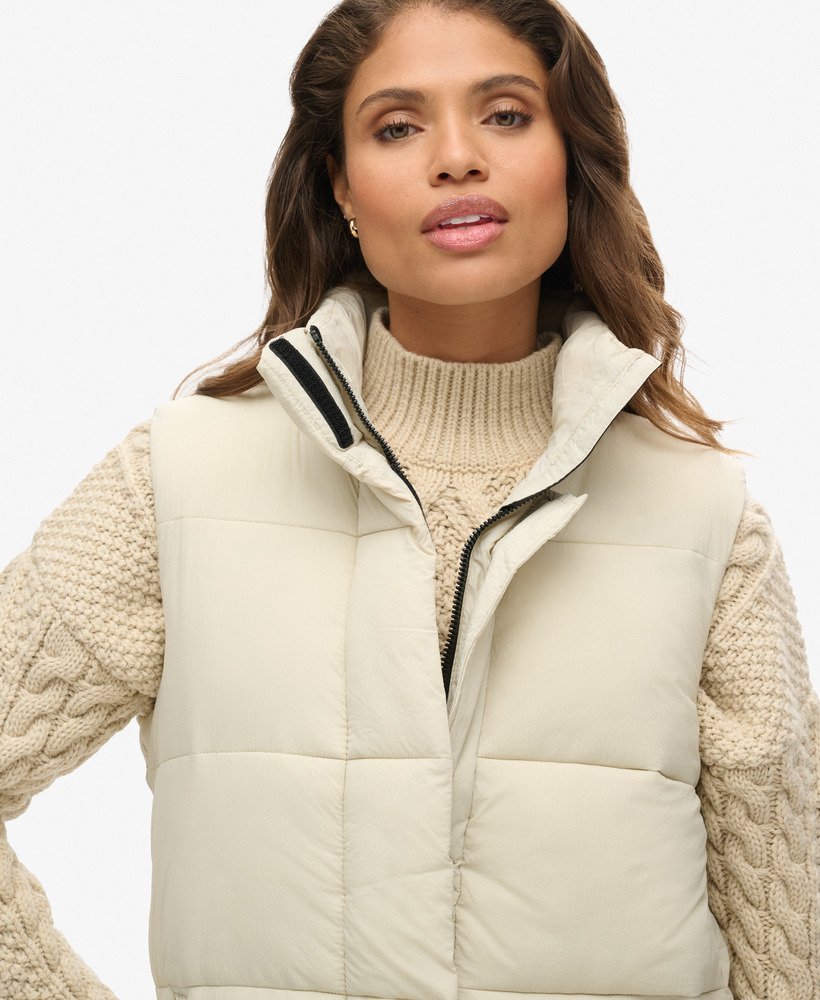 pikowana kamizelka ripstop longline puffer w kolorze pelikana