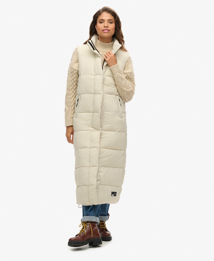 pikowana kamizelka ripstop longline puffer w kolorze pelikana