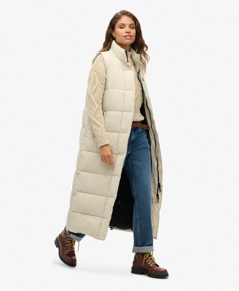 pikowana kamizelka ripstop longline puffer w kolorze pelikana