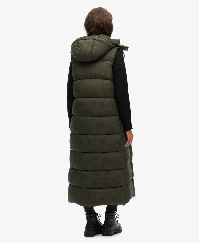 kamizelka z kapturem ripstop longline w kolorze khaki grid