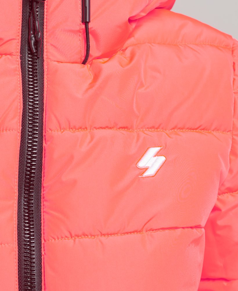 kurtka puchowa spirit sports z kapturem w kolorze hyper fire coral