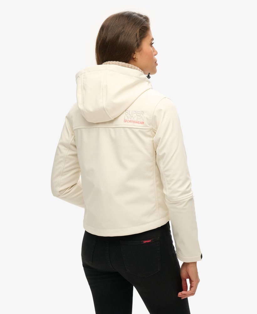 kurtka softshell z kapturem code trekker w kolorze białym ryżowym