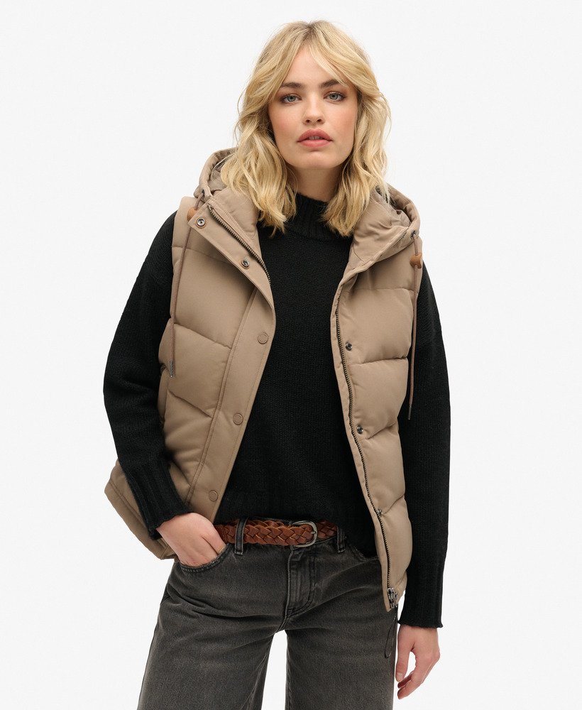 kamizelka puchowa everest z kapturem w kolorze fossil brown