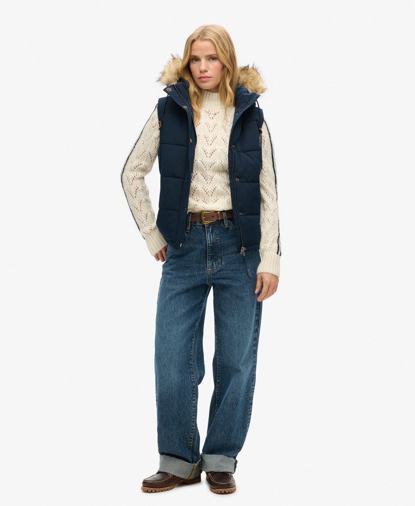 kamizelka puchowa everest faux fur puffer w kolorze nordic chrome navy