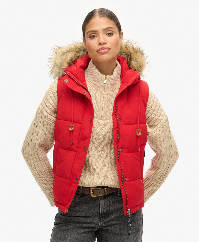 kamizelka puchowa everest faux fur puffer w kolorze varsity red