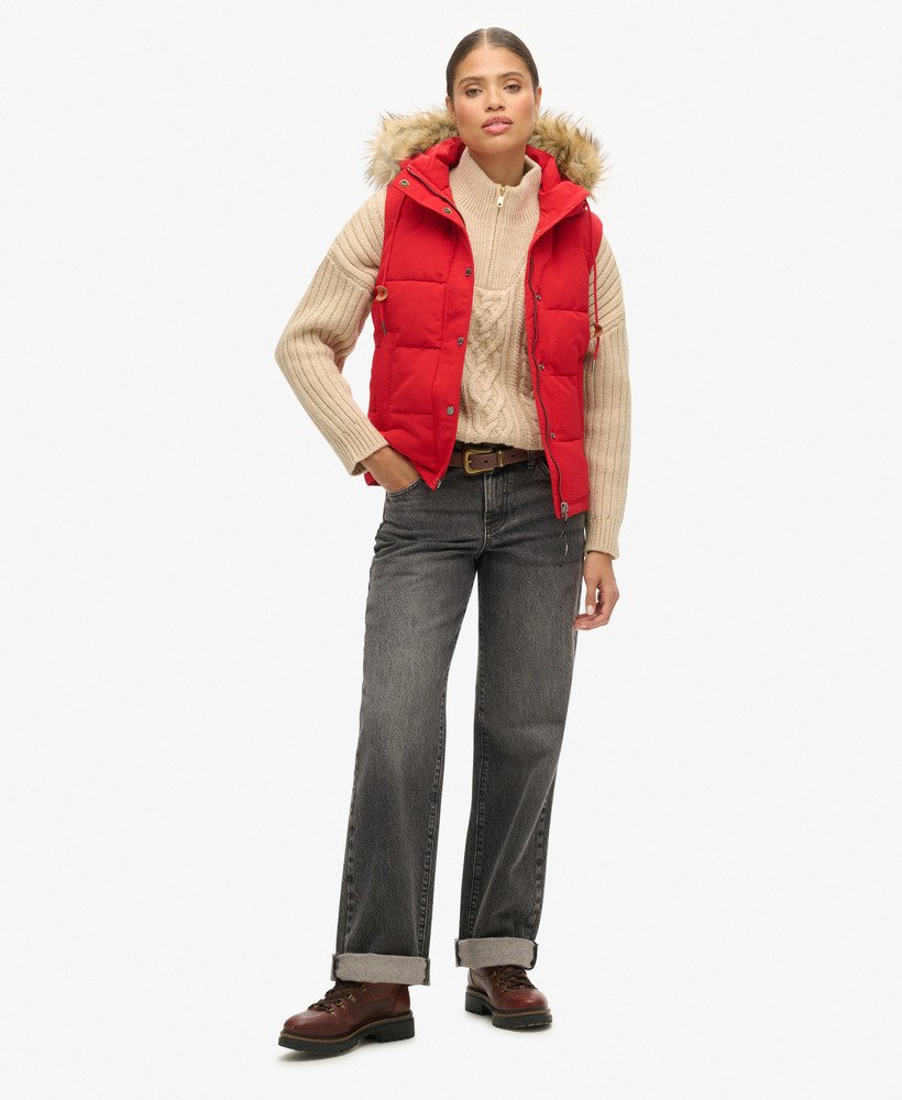 kamizelka puchowa everest faux fur puffer w kolorze varsity red