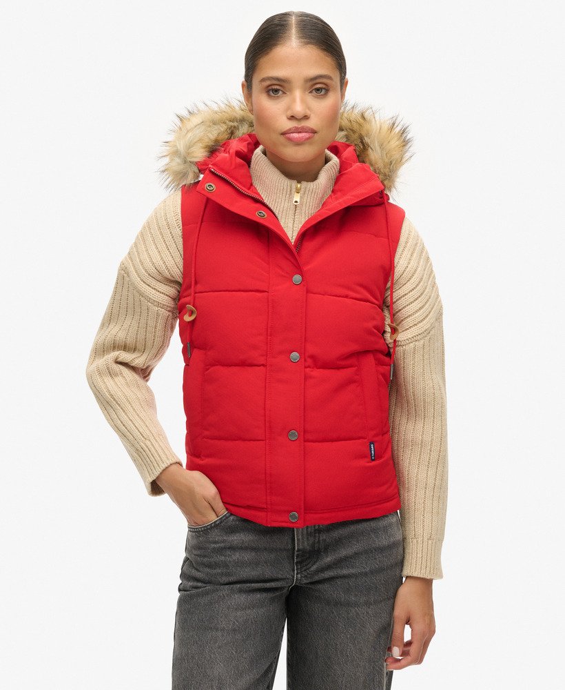 kamizelka puchowa everest faux fur puffer w kolorze varsity red
