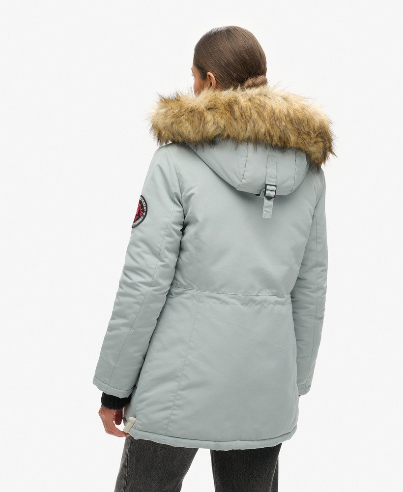 kurtka parka z kapturem ze sztucznego futra everest w kolorze skylark grey