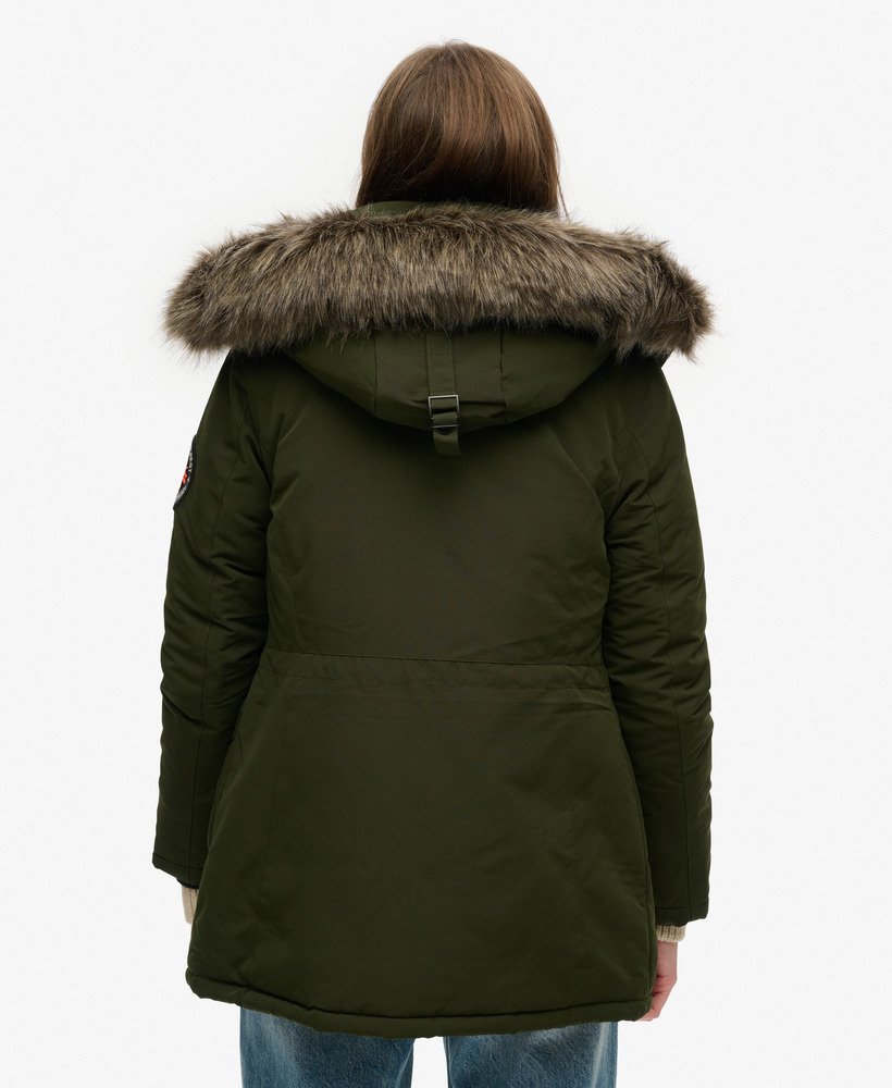 kurtka parka z kapturem ze sztucznego futra everest w kolorze abyss khaki