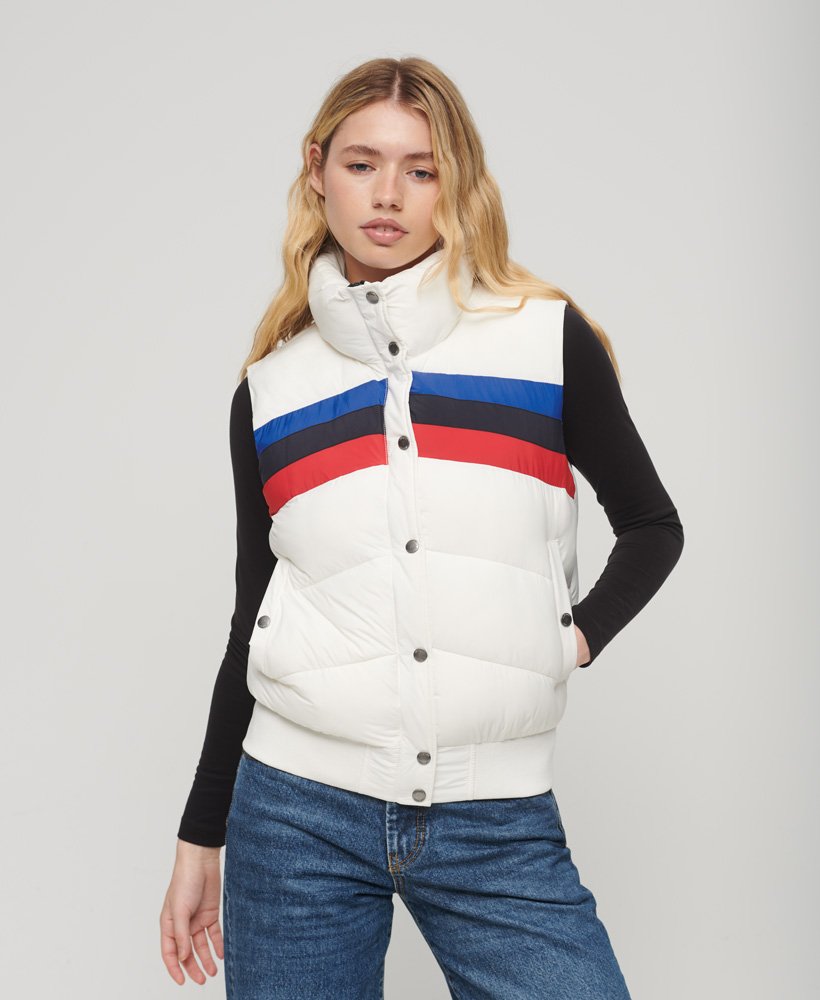 kamizelka puchowa retro panel w kolorze new chalk white